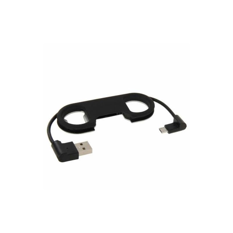 Câble micro-USB porte-clés noir avec mousqueton métal